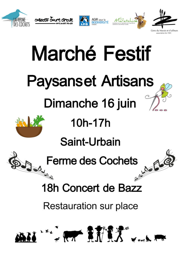 Affiche marché festif paysans et artisans à la ferme des cochets à st urbain