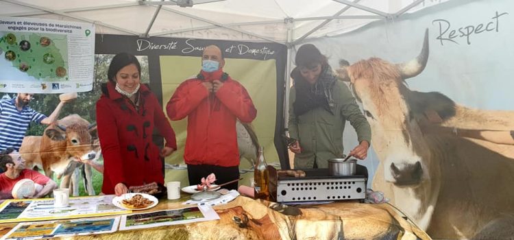 Dégustation de viande maraîchine en magasin Biocoop, octobre 2020 – photo © LPO Vendée